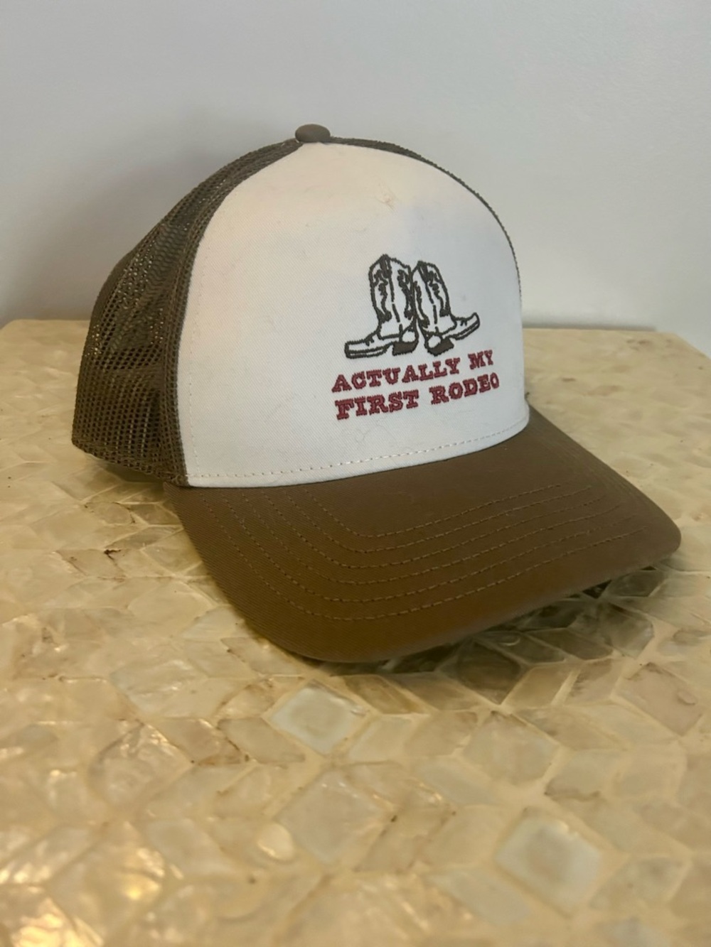 American Eagle Brown and White Mesh Trucker Cap